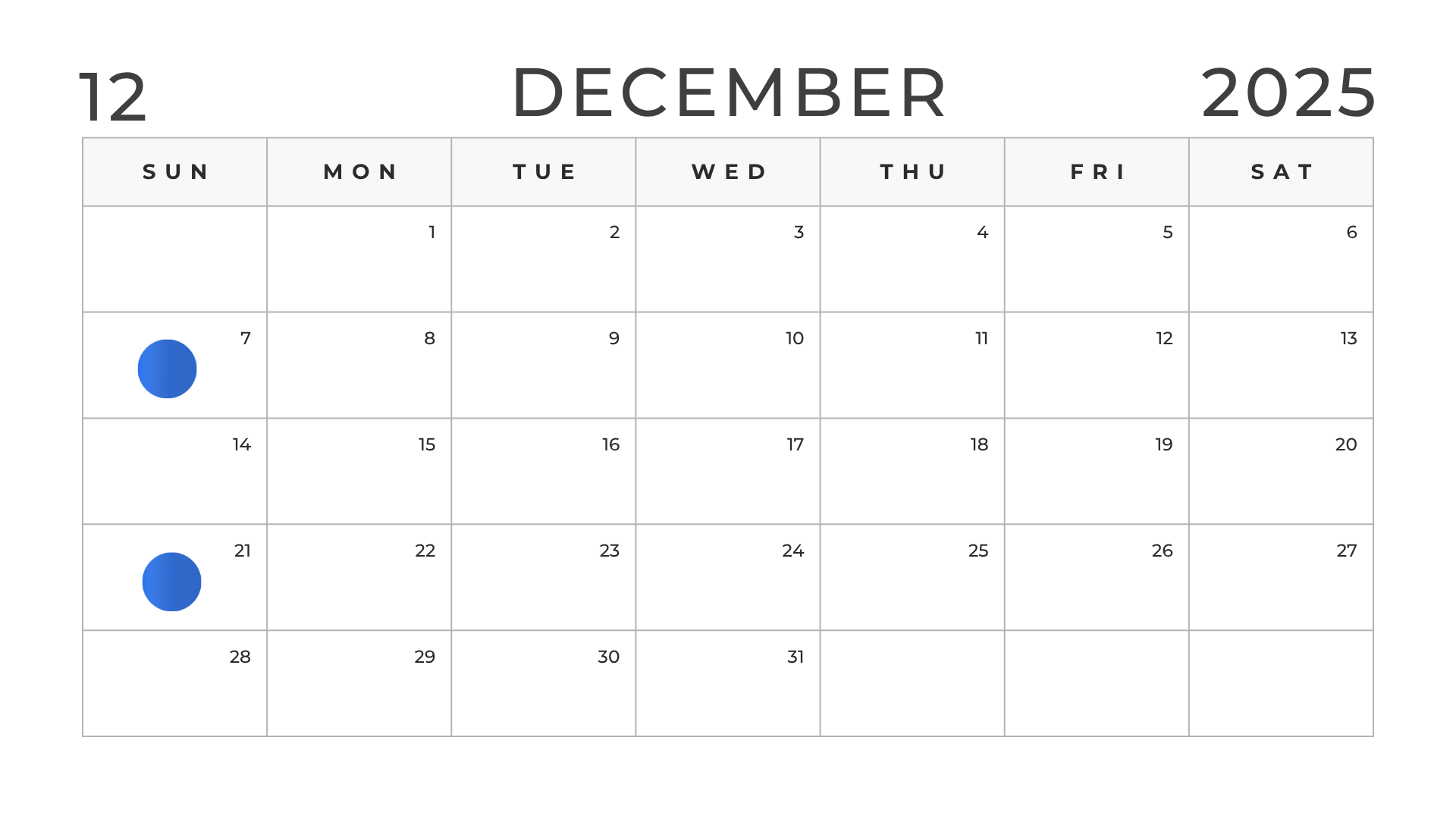 「リフレッシュ預かり保育」12月の日程